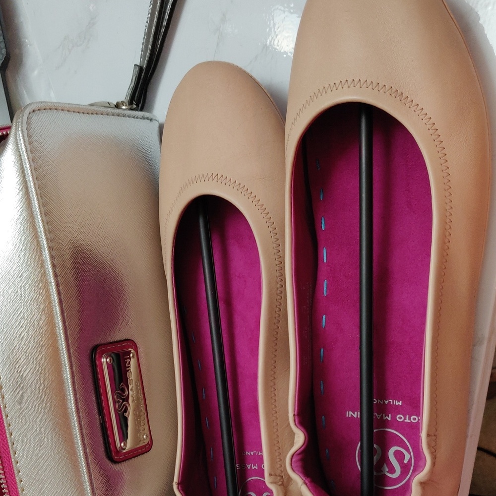 Soto Massini Luxury Leather Ballet Flats Nude 40F